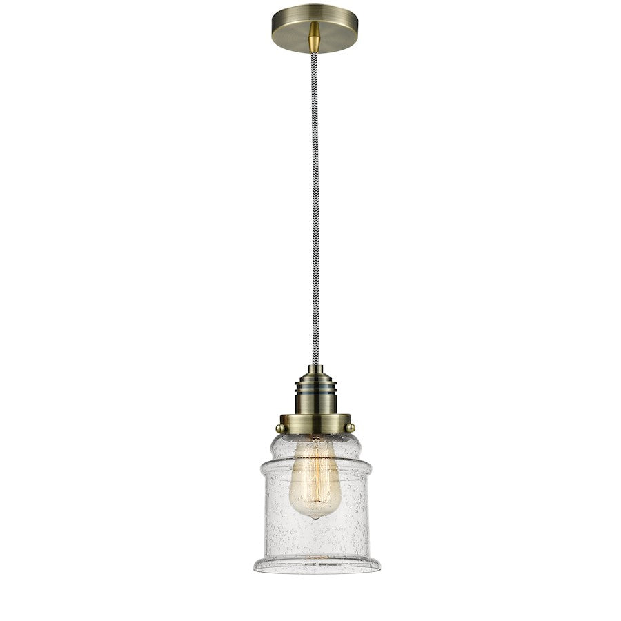 Innovations Lighting Canton 2-Light Mini Pendant | Industrial Antique Brass and Seeded Glass | Kitchen Island & Dining | Model 100AB-10BW-2H-AB-G184