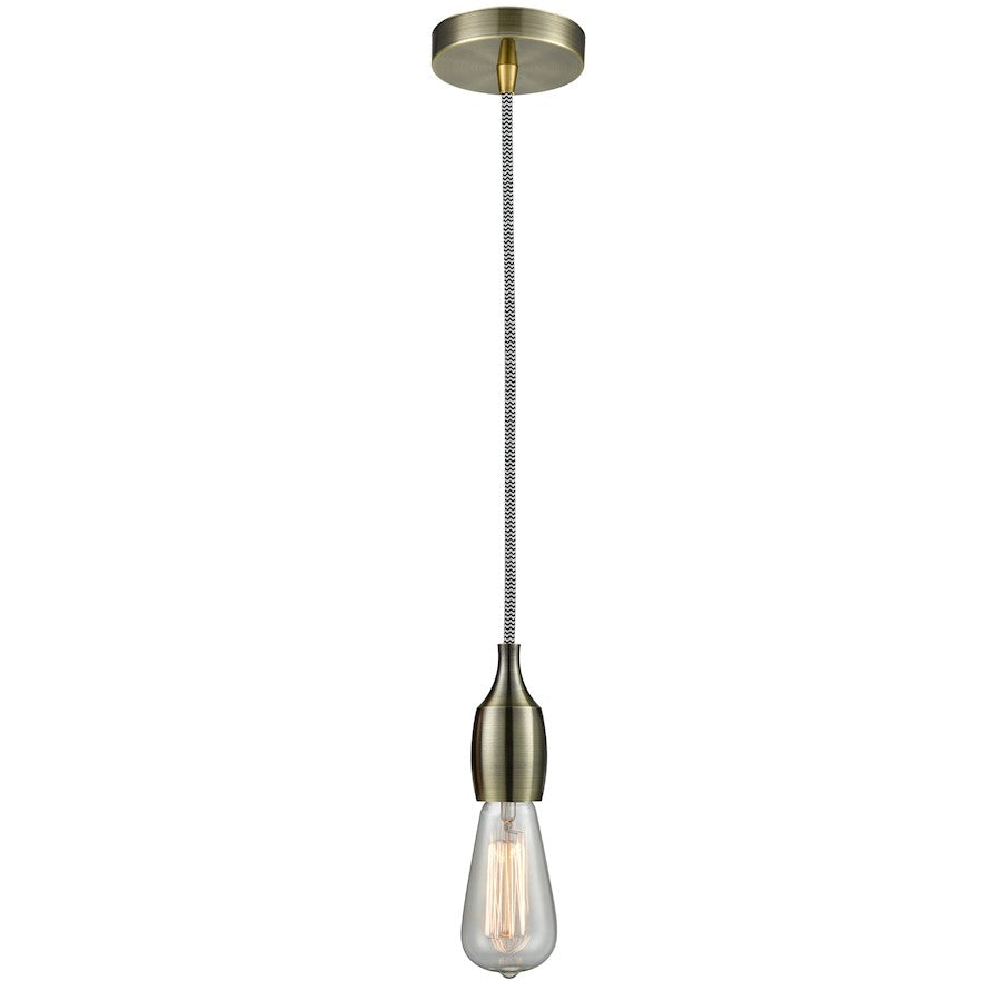 Innovations Chelsea Bare Bulb Mini Pendant, ABrass/Amber/Zebra