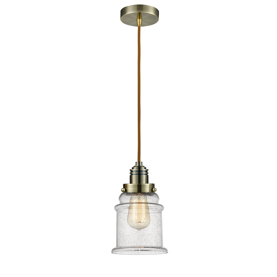 Innovations Lighting Canton 2-Light Mini Pendant | Industrial Antique Brass and Seeded Glass | Kitchen Island & Dining | Model 100AB-10CR-2H-AB-G184