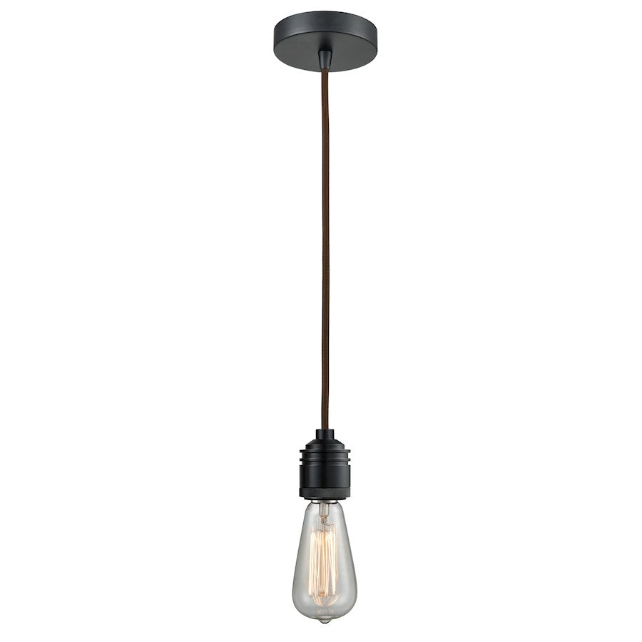 Innovations Winchester Bare Bulb Mini Pendant, Black/Brown Cord