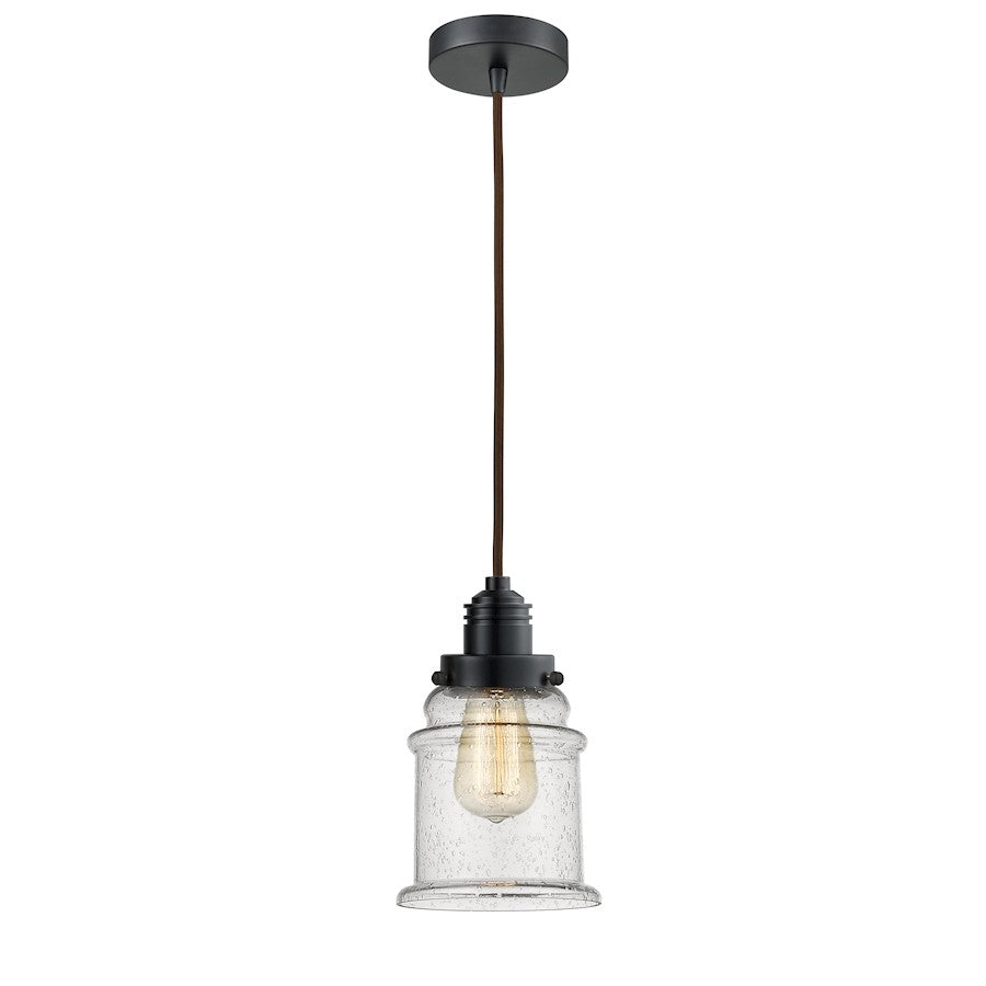 Innovations Canton 2-Light Mini Pendant | Industrial Matte Black and Seedy Glass | Kitchen Island & Dining Room | Model 100BK-10BR-2H-BK-G184