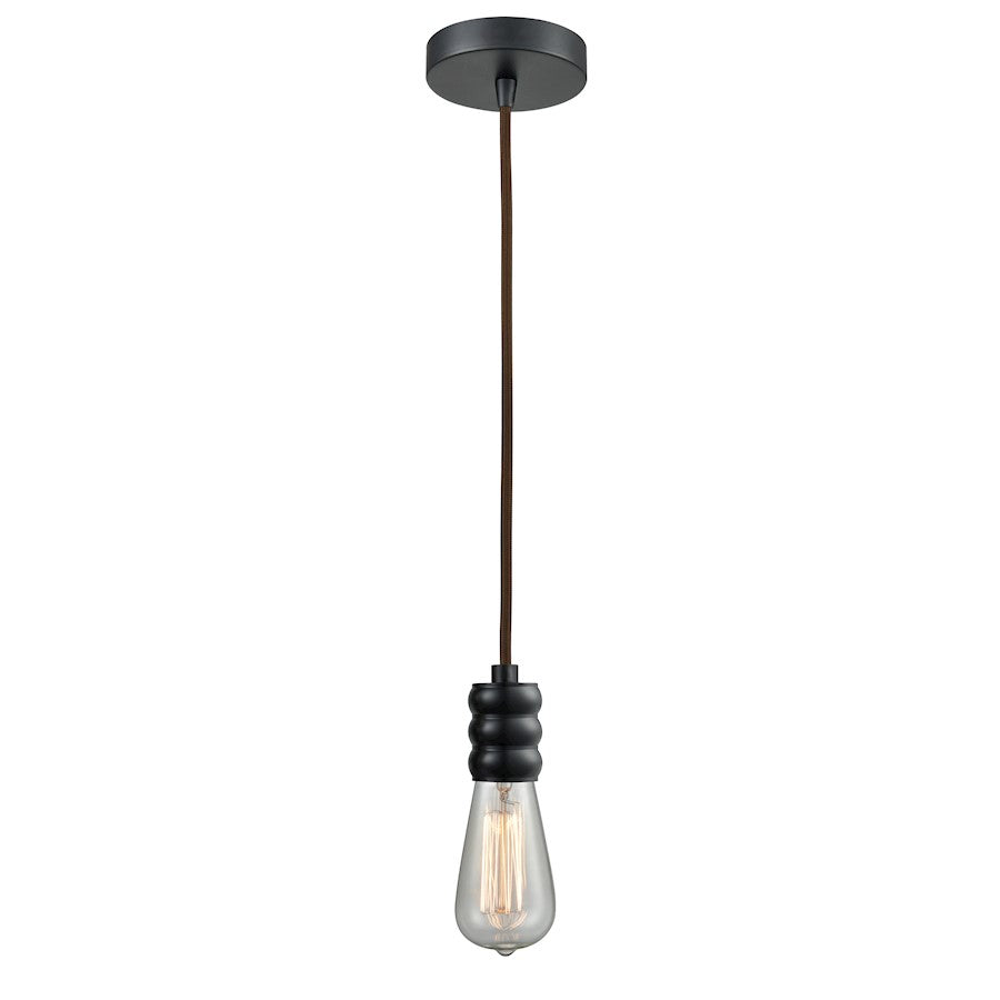 Innovations Gatsby Bare Bulb Mini Pendant, Black/Brown Cord