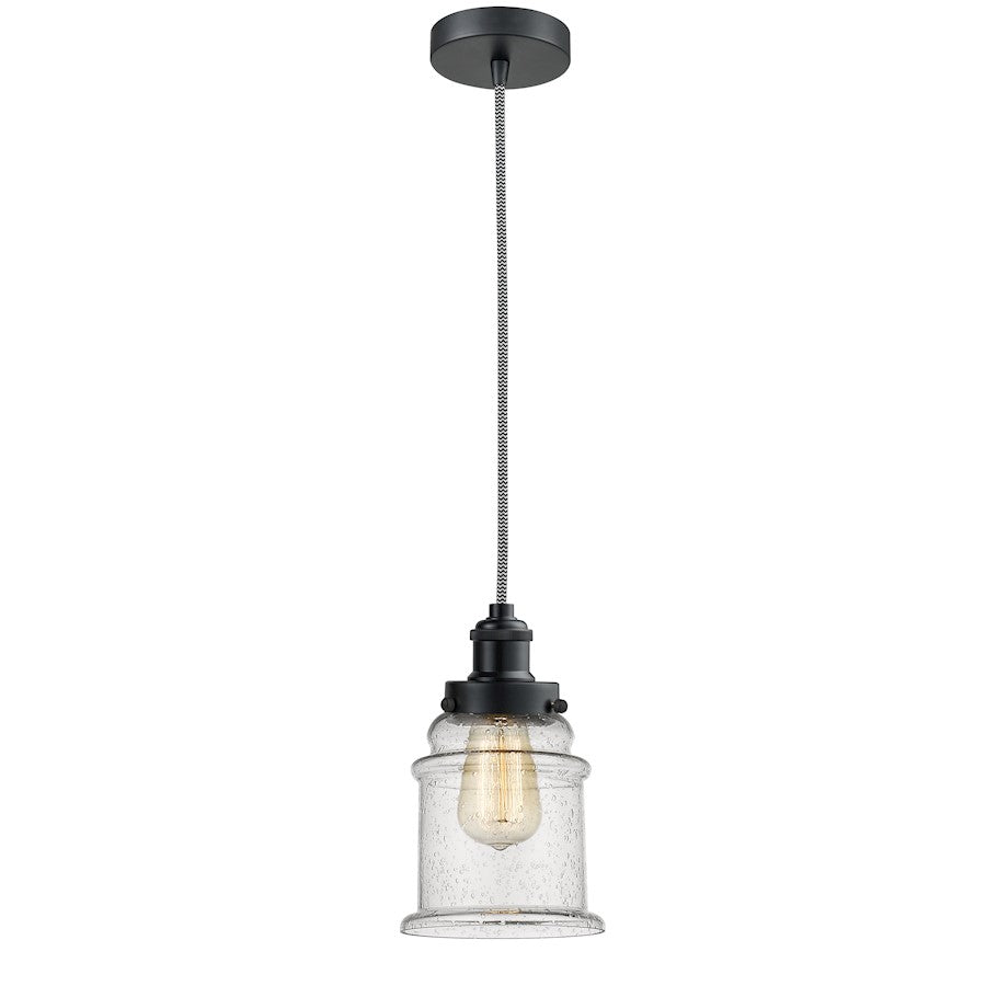 Innovations Edison Canton Mini Pendant | Industrial Matte Black and Seedy Glass | Kitchen Island & Dining Room | Model 100BK-10BW-1H-BK-G184
