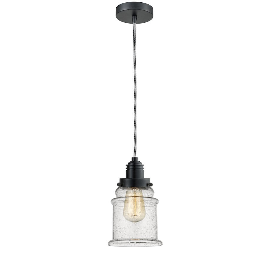 Innovations Canton 2-Light Mini Pendant | Industrial Matte Black and Seedy Glass | Kitchen Island & Dining Room | 8in | Model 100BK-10BW-2H-BK-G184