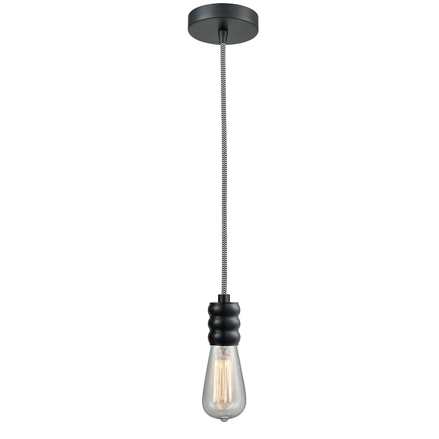 Innovations Gatsby Bare Bulb Mini Pendant, Black/Zebra Cord
