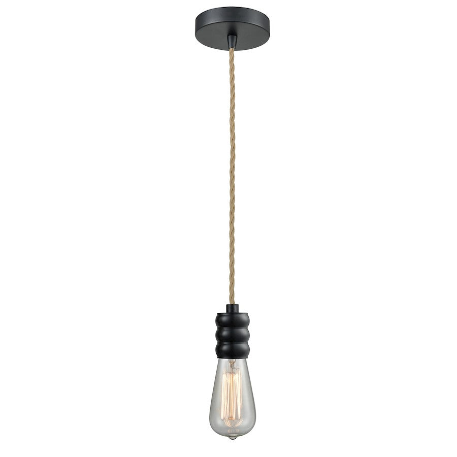 Innovations Gatsby Bare Bulb Mini Pendant, Black/Rope Cord