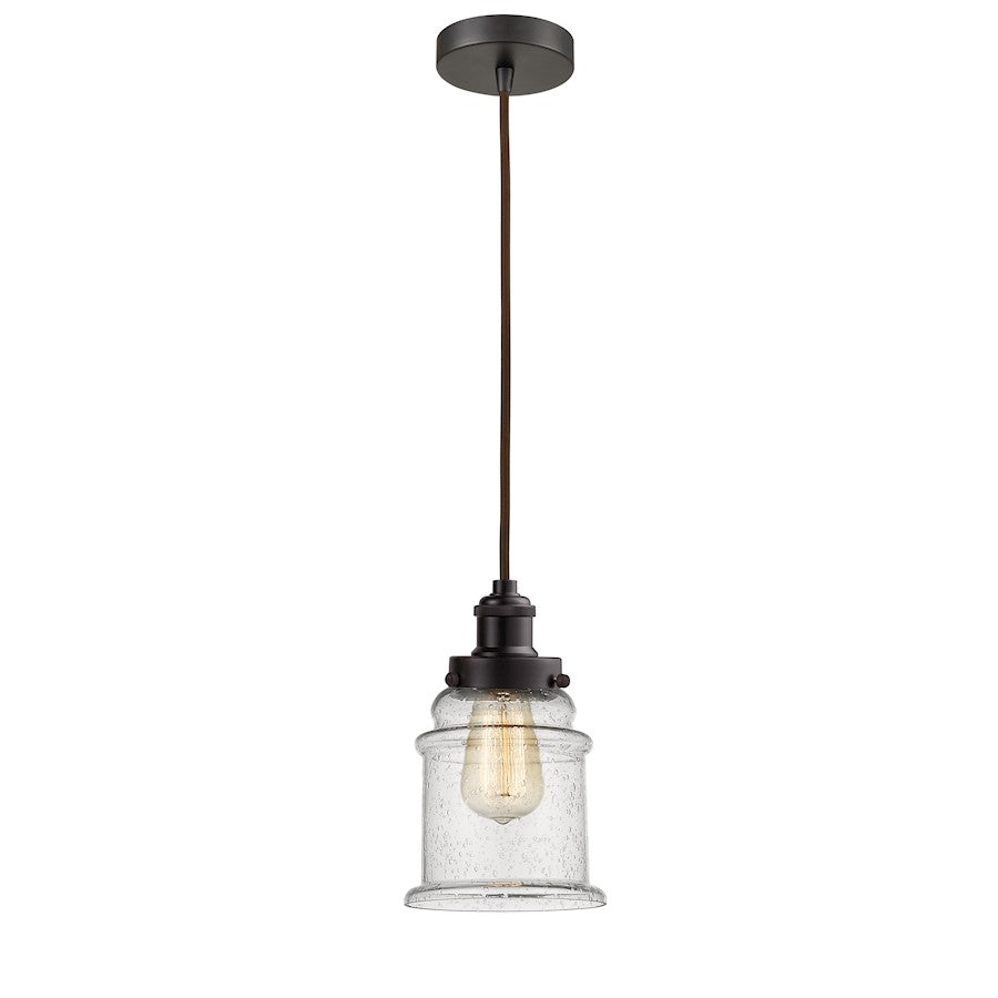 Innovations Canton 8in 1-Light Mini Pendant | Industrial Oil Rubbed Bronze and Seeded Glass | Kitchen Island & Dining | Model 100OB-10BR-1H-OB-G184