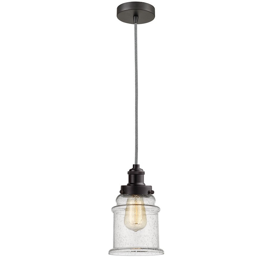Innovations Edison 11in 1-Light Mini Pendant | Industrial Oil Rubbed Bronze and Seedy Glass | Kitchen Island & Dining | Model 100OB-10BW-1H-OB-G184