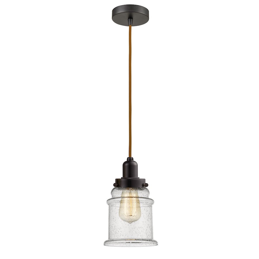 Innovations Whitney Canton 8in 1-Light Mini Pendant | Industrial Oil Rubbed Bronze and Seedy Glass | Kitchen Island | Model 100OB-10CR-0H-OB-G184
