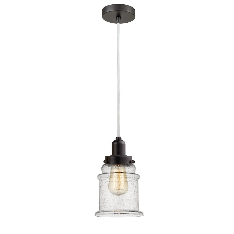 Innovations Whitney Canton 11in 1-Light Mini Pendant | Industrial Oil Rubbed Bronze and Seedy Glass | Kitchen Island | Model 100OB-10W-0H-OB-G184