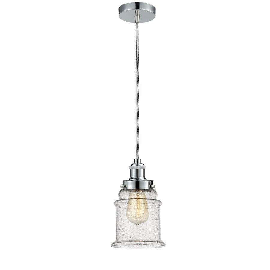 Innovations Canton 8in Mini Pendant | Industrial Polished Chrome and Seeded Glass | Kitchen Island & Dining Room | Model 100PC-10BW-1H-PC-G184