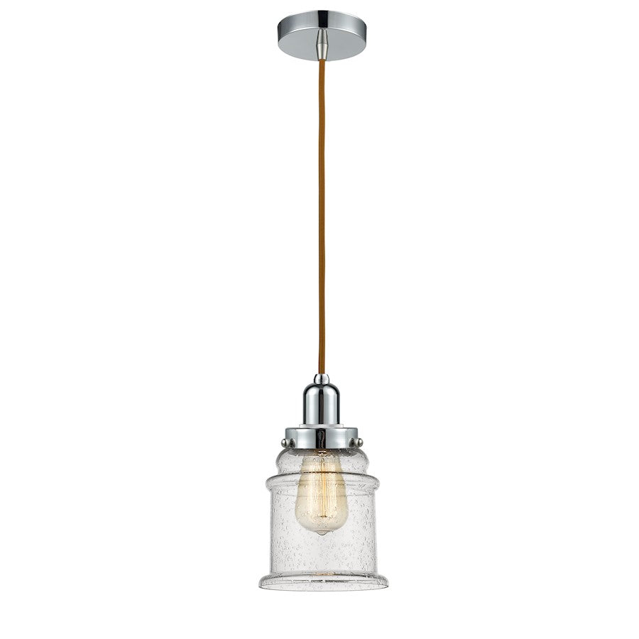 Innovations Canton 8in Mini Pendant | Industrial Polished Chrome and Seeded Glass | Kitchen Island & Dining Room | Model 100PC-10CR-0H-PC-G184