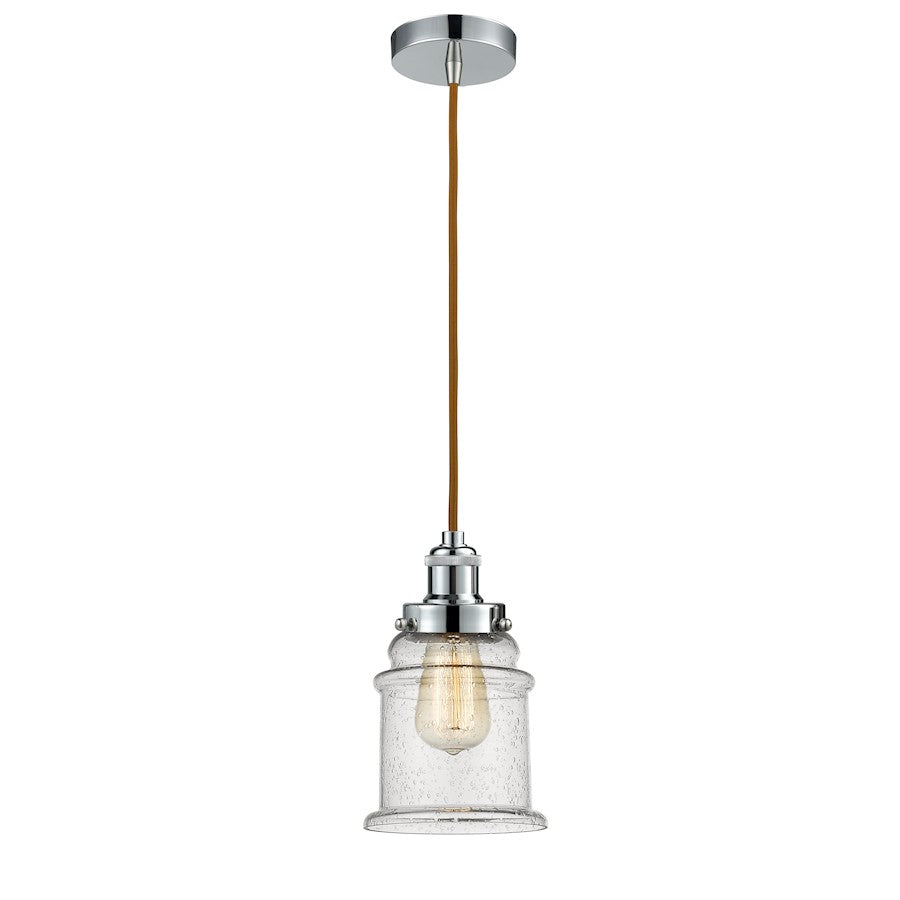 Innovations Edison Canton 1-Light Mini Pendant | Industrial Polished Chrome and Seeded Glass | Kitchen Island & Dining | Model 100PC-10CR-1H-PC-G184