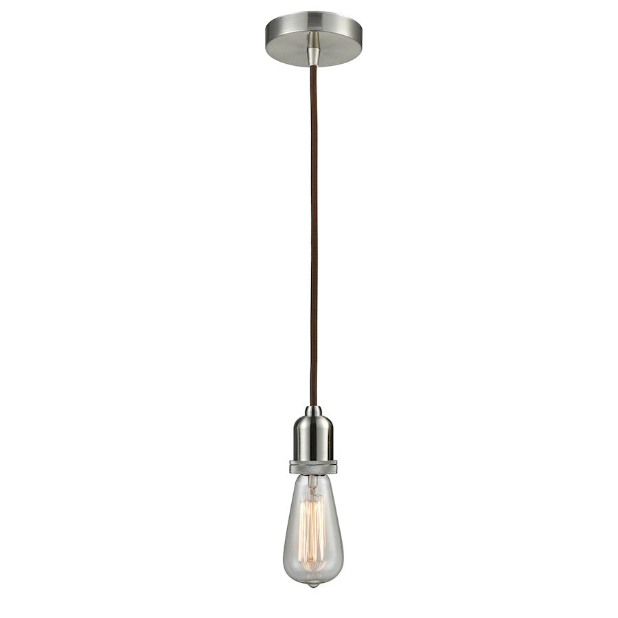 Innovations Whitney Bare Bulb Mini Pendant, SN/Brown