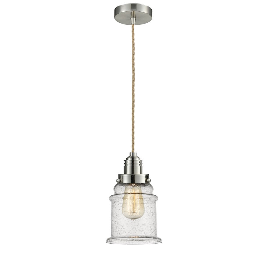 Innovations Canton 2-Light Mini Pendant | Satin Nickel and Seedy Glass | Kitchen Island & Dining Room | 11.25in H | Model 100SN-10RE-2H-SN-G184