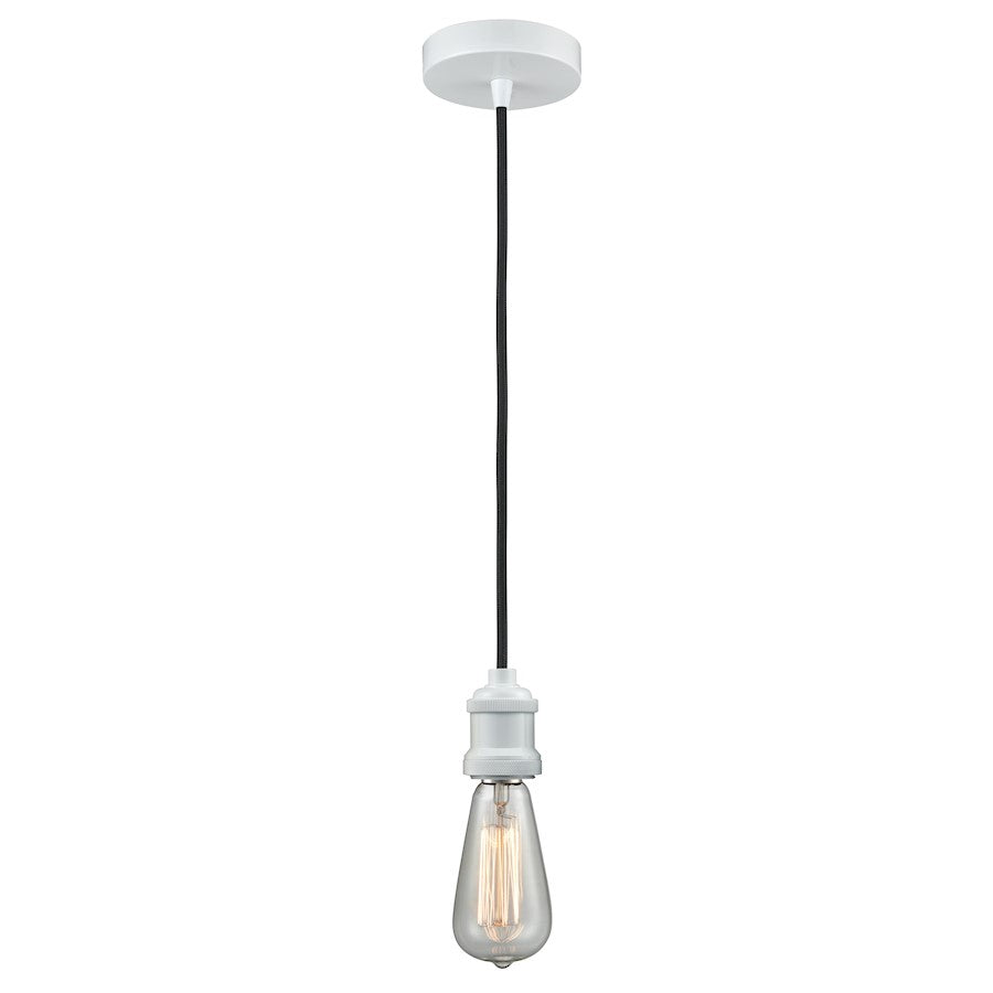 Innovations Edison Bare Bulb Mini Pendant, White/Amber/Black Cord