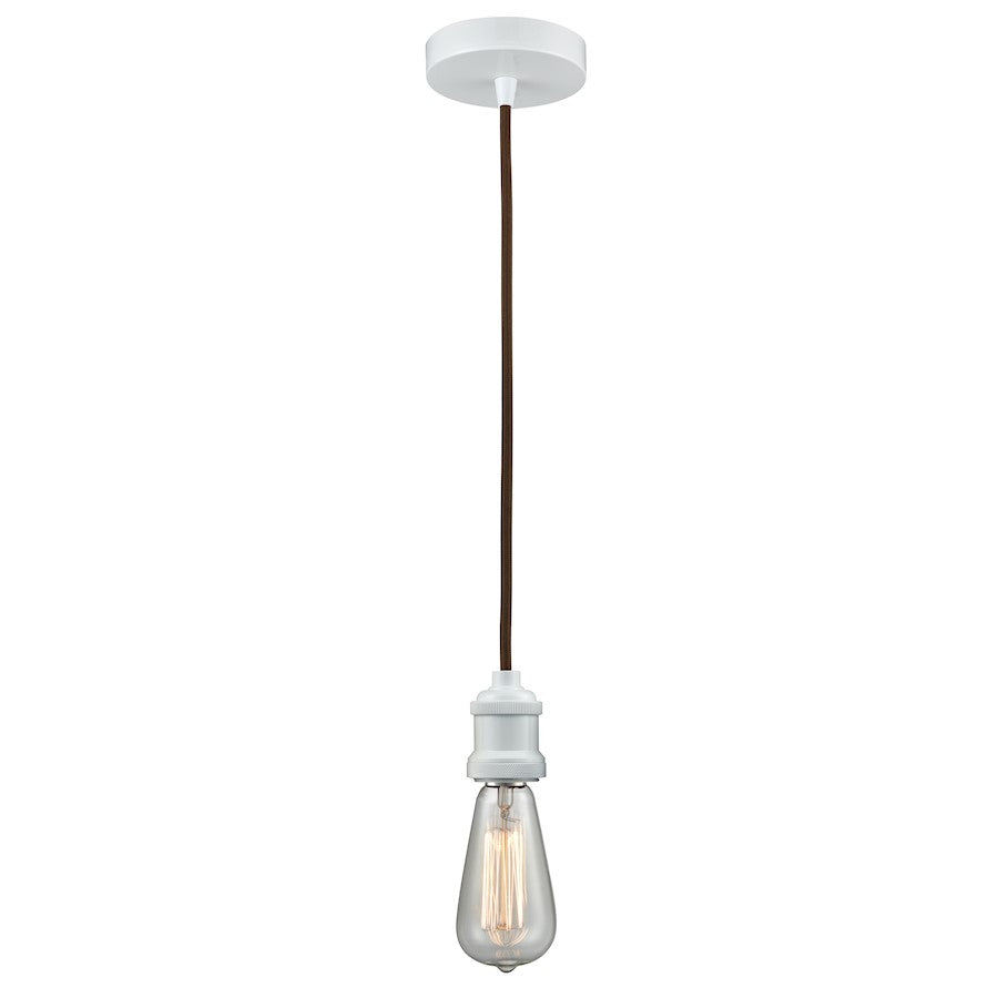 Innovations Edison Bare Bulb Mini Pendant, White/Amber/Brown Cord