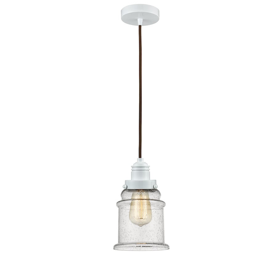 Innovations Winchester Canton 8in 1-Light Mini Pendant | Industrial White and Seedy Glass | Kitchen Island & Dining Room | Model 100W-10BR-2H-W-G184