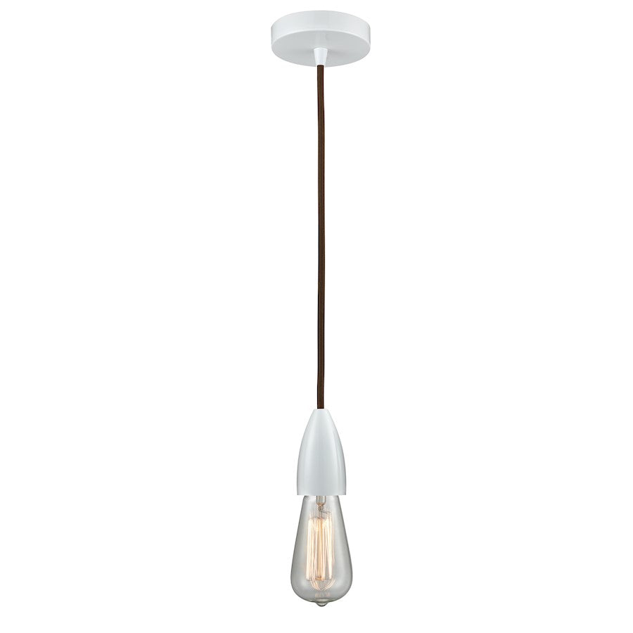 Innovations Fairchild Bare Bulb Mini Pendant, White/Brown Cord