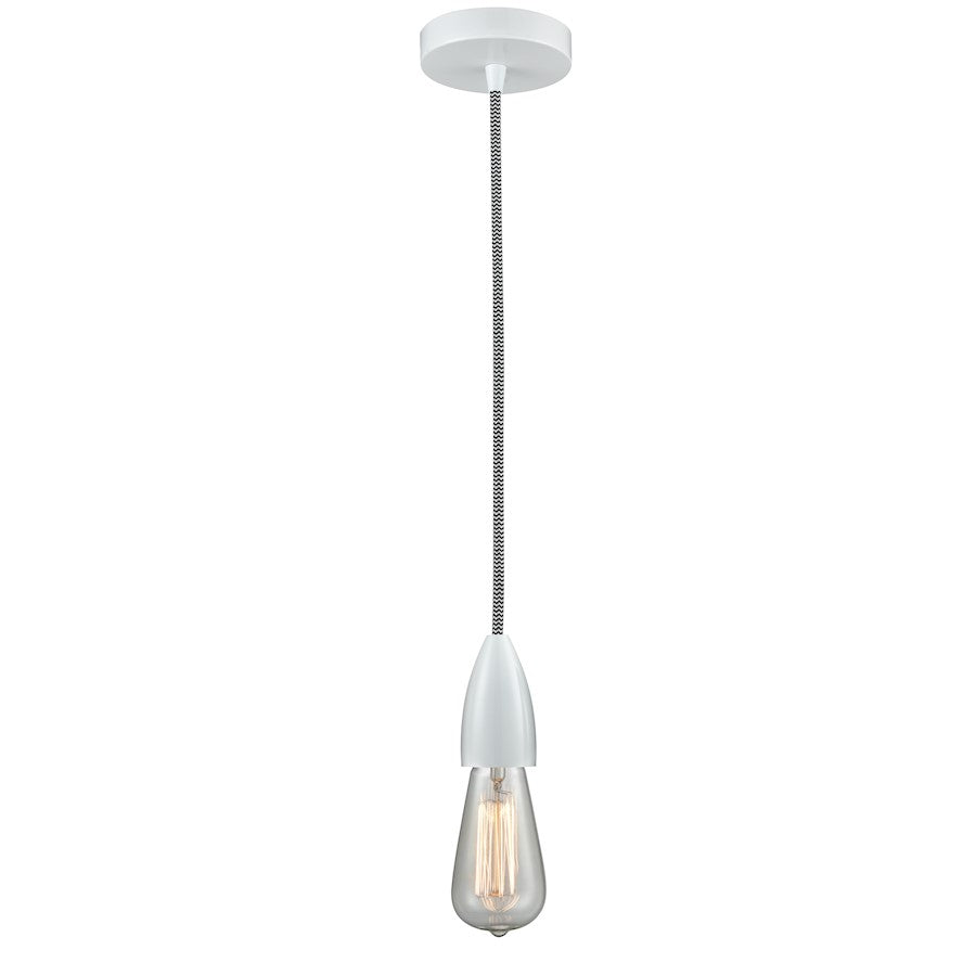Innovations Fairchild Bare Bulb Mini Pendant, White/Zebra Cord