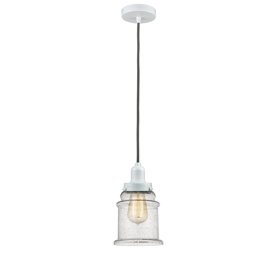 Innovations Canton 8in 1-Light Mini Pendant | Industrial White and Seedy Glass | Kitchen Island & Dining Room | 11.25in H | Model 100W-10GY-0H-W-G184