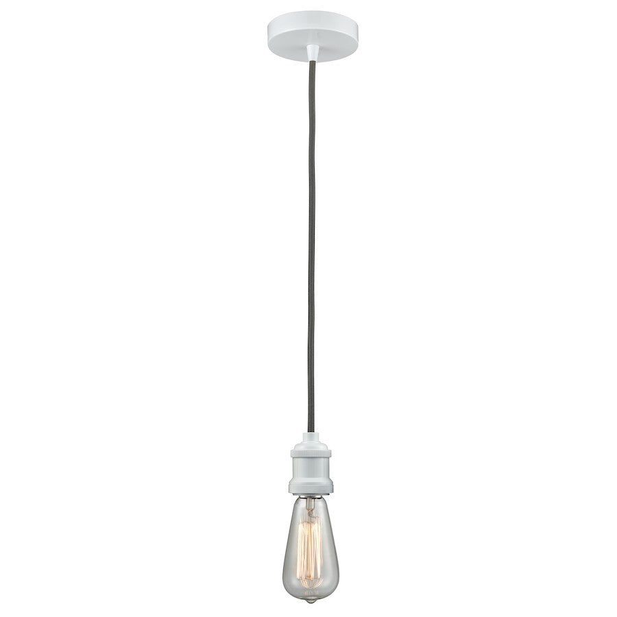 Innovations Edison Bare Bulb Mini Pendant, White/Amber/Gray Cord