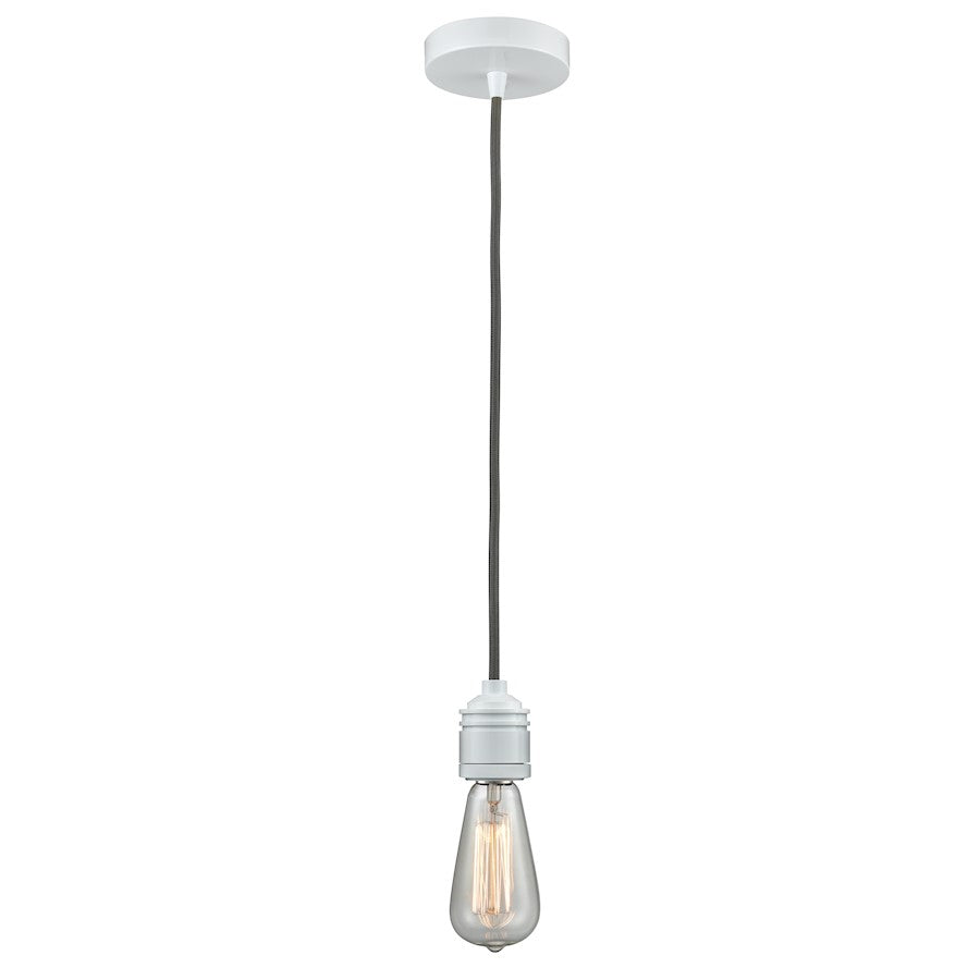 Innovations Winchester Bare Bulb Mini Pendant, White/Gray Cord