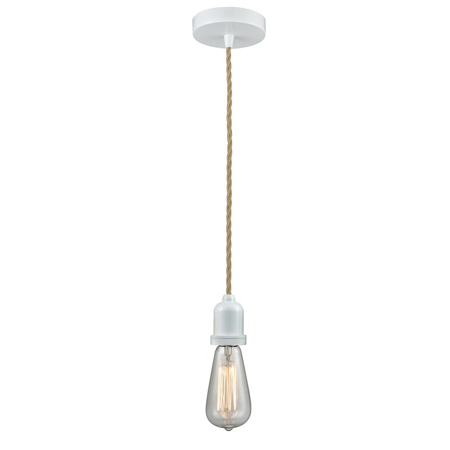 Innovations Whitney Bare Bulb Mini Pendant, White/Rope Cord