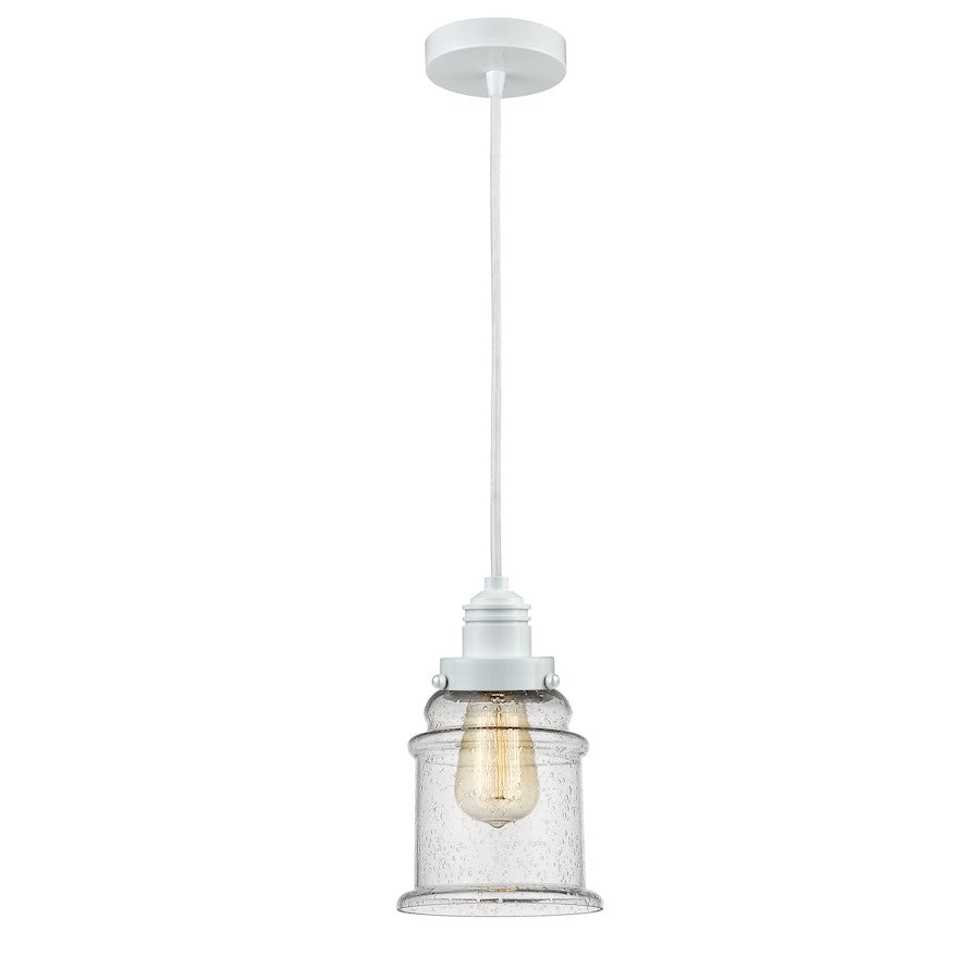 Innovations Canton Mini Pendant | Industrial White and Seedy Glass | Kitchen Island & Dining Room | 8 x 8 x 11 in | Model 100W-10W-2H-W-G184