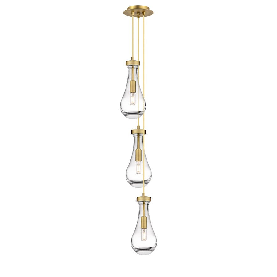 Innovations Malone 6-Light Teardrop Pendant | Art Deco Brushed Brass and Clear Glass | Kitchen Island & Dining Room | Model 103-451-1P-BB-G451-5CL