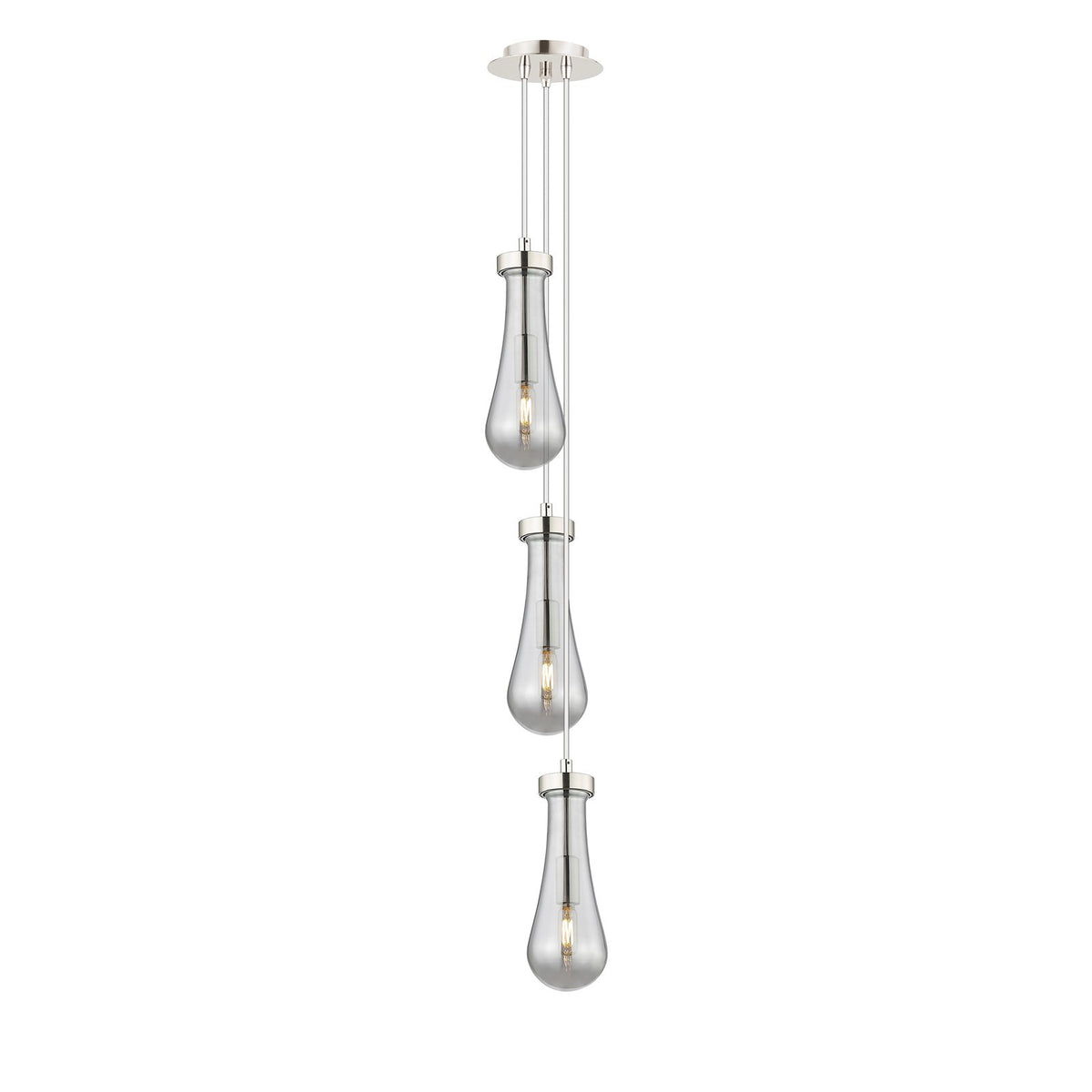 Innovations Owego 3-Light 7in Pendant | Art Deco Polished Nickel and Light Smoke Glass | Kitchen Island & Dining Room | Model 103-451-1P-PN-G451-4SM