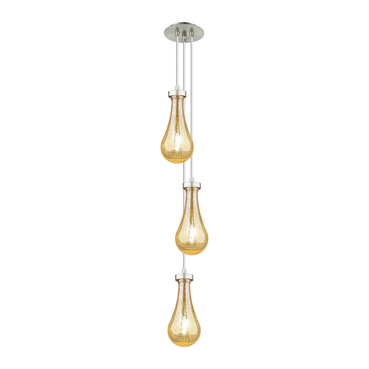 Innovations Owego 7in 3-Light Multi Pendant | Art Deco Brushed Satin Nickel and Mercury Glass | Kitchen Island | Model 103-451-1P-SN-G451-5ME