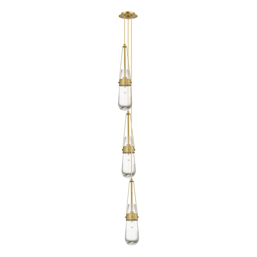Innovations Milan 6in 1-Light Pendant | Art Deco Brushed Brass and Clear Glass | Kitchen Island & Dining Room | Model 103-452-1P-BB-G452-4CL
