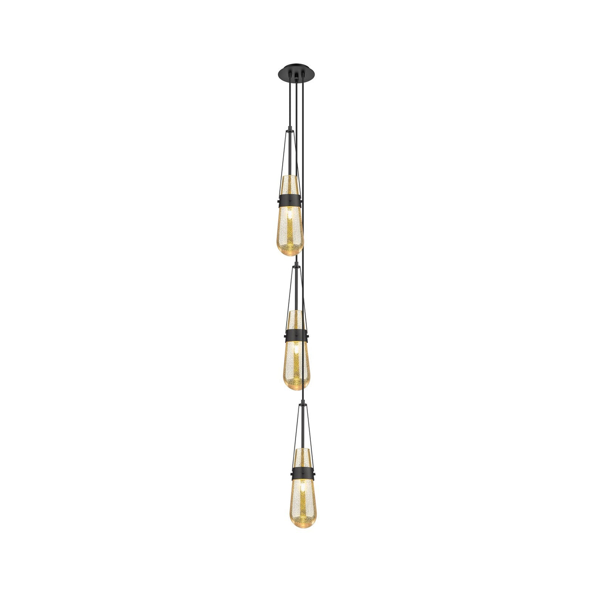 Innovations Milan 6in 3-Light Multi Pendant | Matte Black and Mercury Glass | Kitchen Island & Dining Room | Model 103-452-1P-BK-G452-4ME