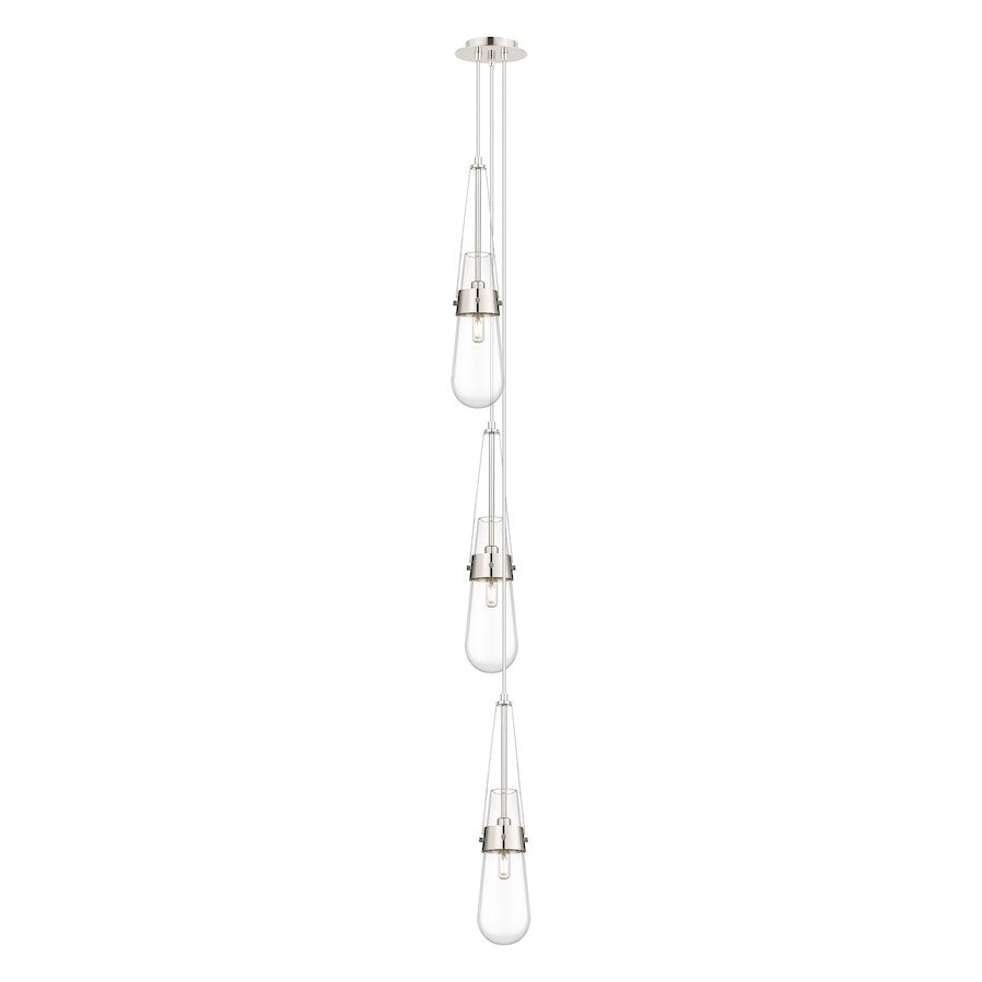 Innovations Milan 6in 3-Light Pendant | Art Deco Polished Nickel and Clear Glass | Kitchen Island & Dining Room | Model 103-452-1P-PN-G452-4CL
