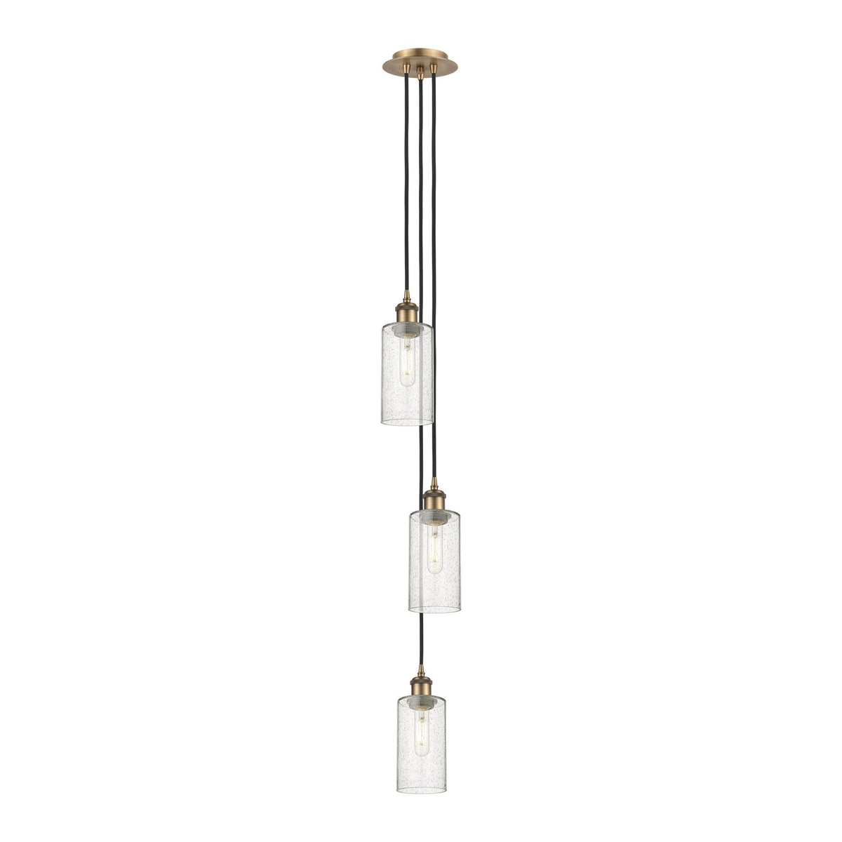 Innovations Crown Point 7in 3-Light Pendant | Art Deco Brushed Brass and Seedy Glass | Kitchen Island & Dining Room | Model 103B-3P-BB-G434-7SDY