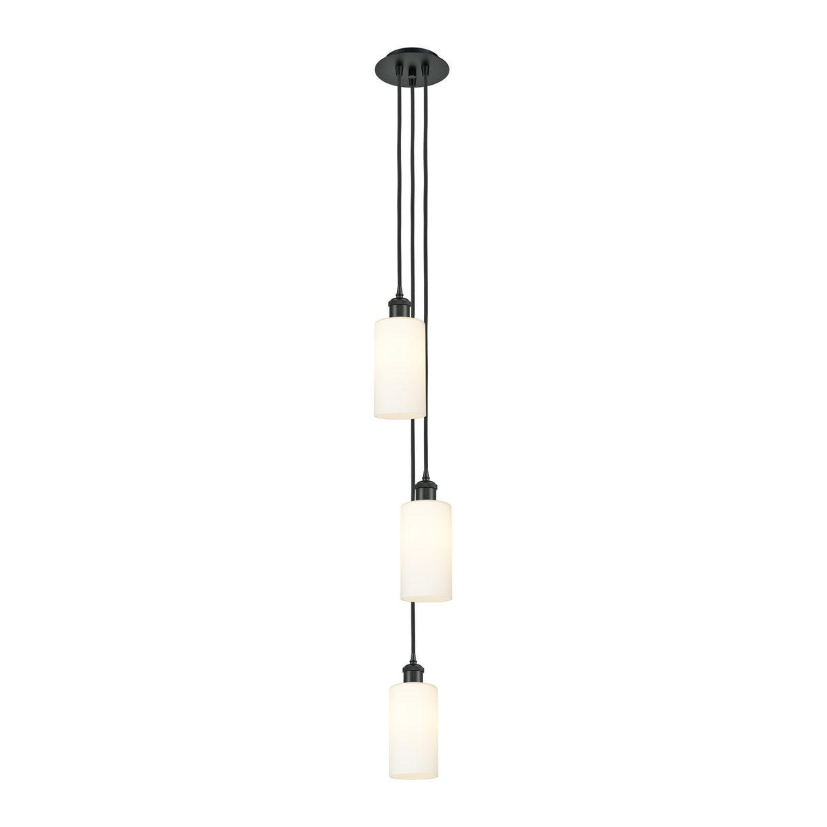 Innovations Crown Point 7in 3-Light Multi Pendant | Art Deco Matte Black and White Frosted Glass | Kitchen Island | Model 103B-3P-BK-G434-7WH