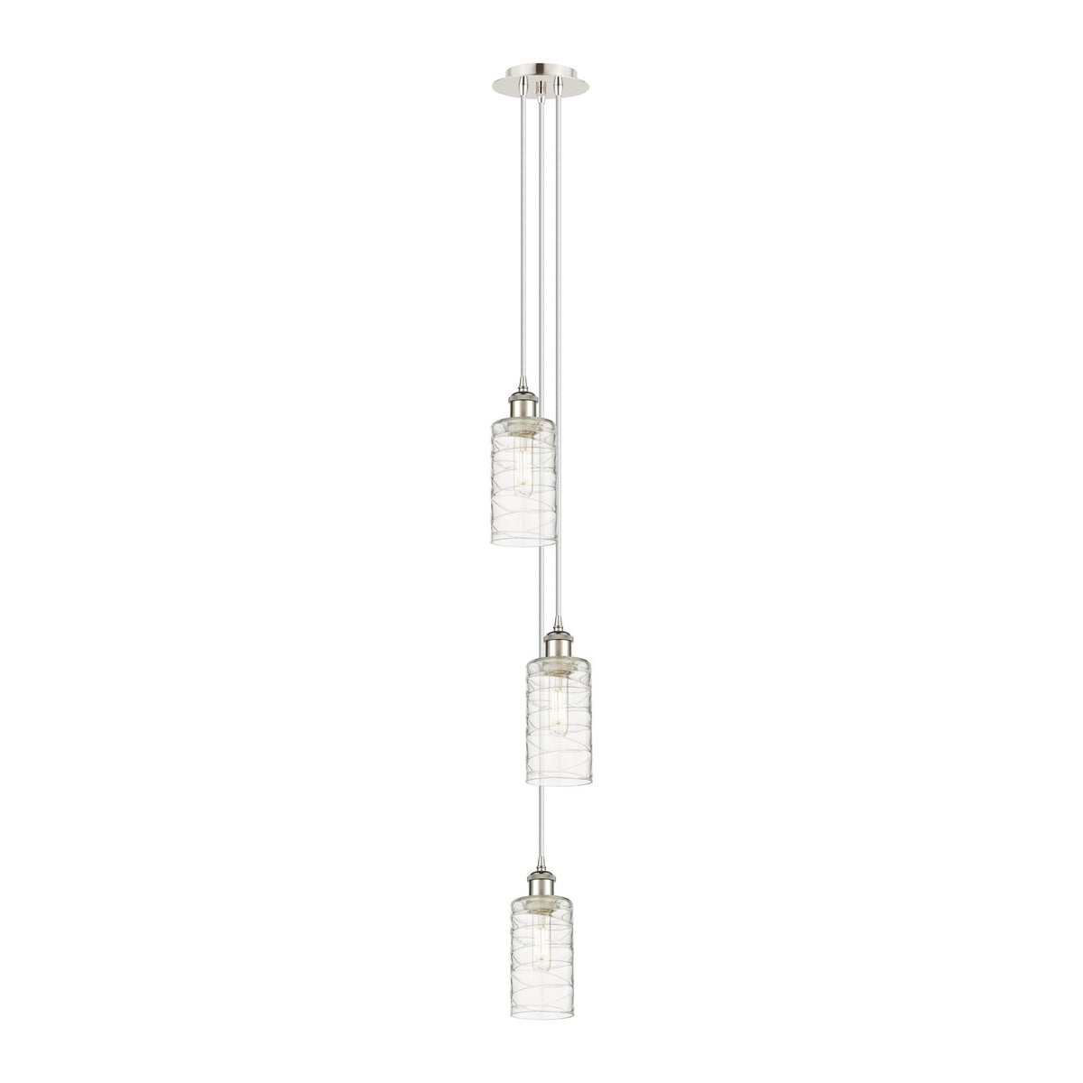 Innovations Crown Point 7in 3-Light Pendant | Art Deco Polished Nickel and Deco Swirl Glass | Kitchen Island & Dining | Model 103B-3P-PN-G434-7DE