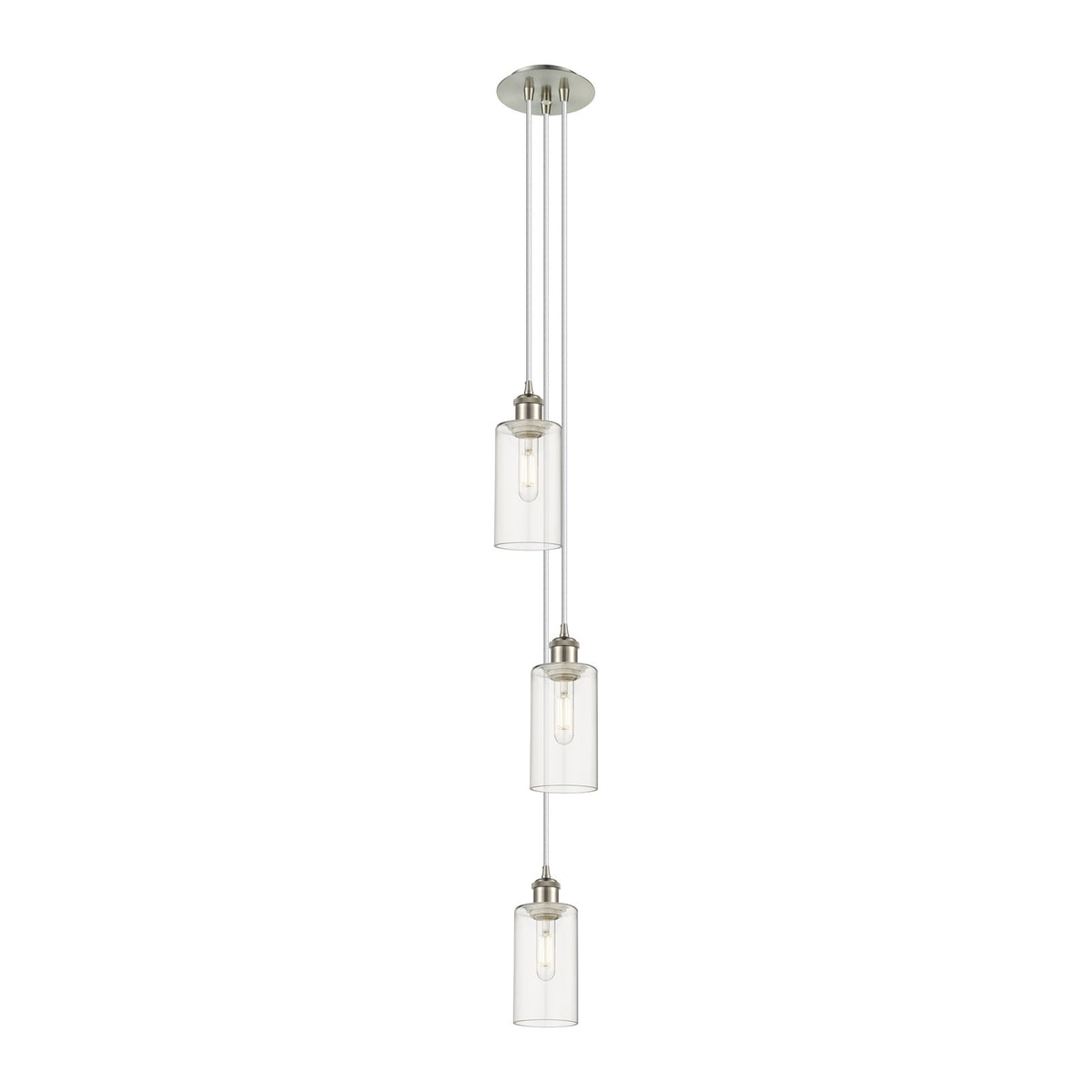 Innovations Crown Point 7in 3-Light Pendant | Art Deco Brushed Satin Nickel and Clear Glass | Kitchen Island & Dining | Model 103B-3P-SN-G434-7CL