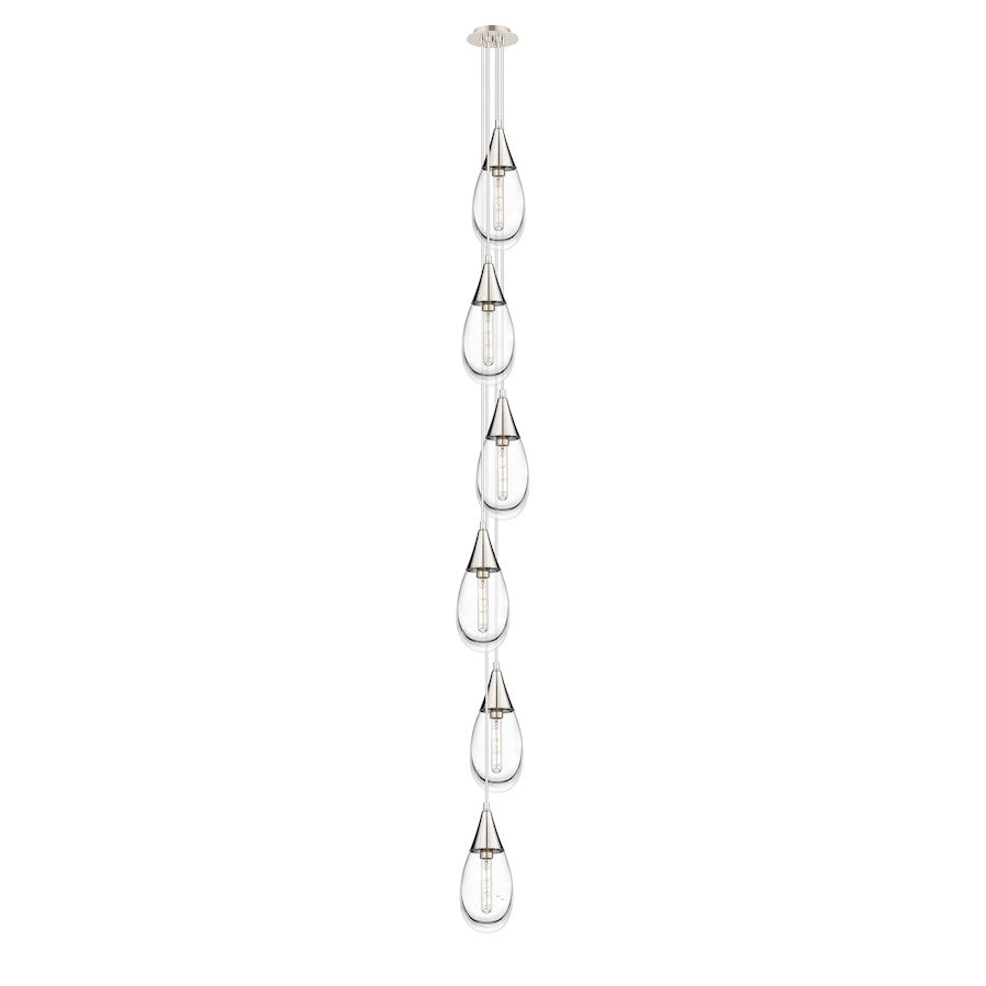 Innovations Milan 8in 6-Light Pendant | Art Deco Polished Nickel and Clear Glass | Kitchen Island & Dining Room | Model 106-450-1P-PN-G450-6CL