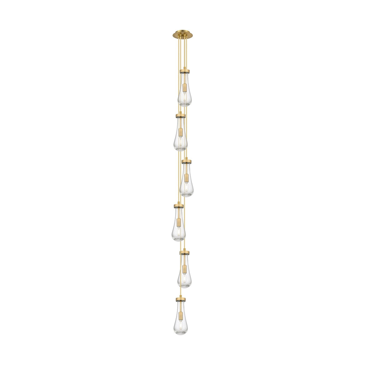 Innovations Owego 6-Light 7in Pendant | Art Deco Brushed Brass and Seedy Glass | Kitchen Island & Dining Room | Model 106-451-1P-BB-G451-4SDY