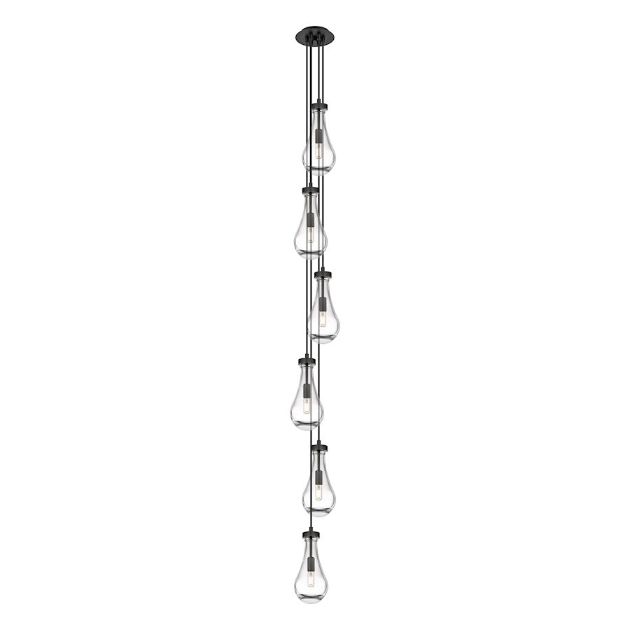 Innovations Owego 7in 3-Light Pendant | Art Deco Matte Black and Clear Glass | Kitchen Island & Dining Room | Model 106-451-1P-BK-G451-5CL