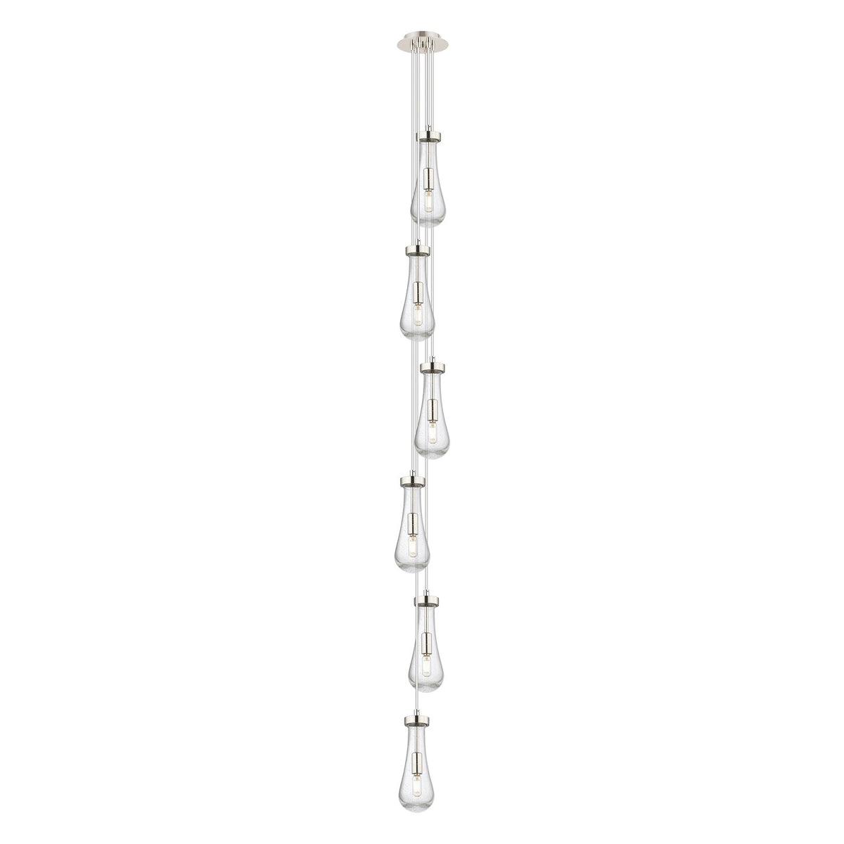 Innovations Owego 6in 6-Light Multi Pendant | Art Deco Brushed Polished Nickel and Seedy Glass | Kitchen Island | Model 106-451-1P-PN-G451-4SDY