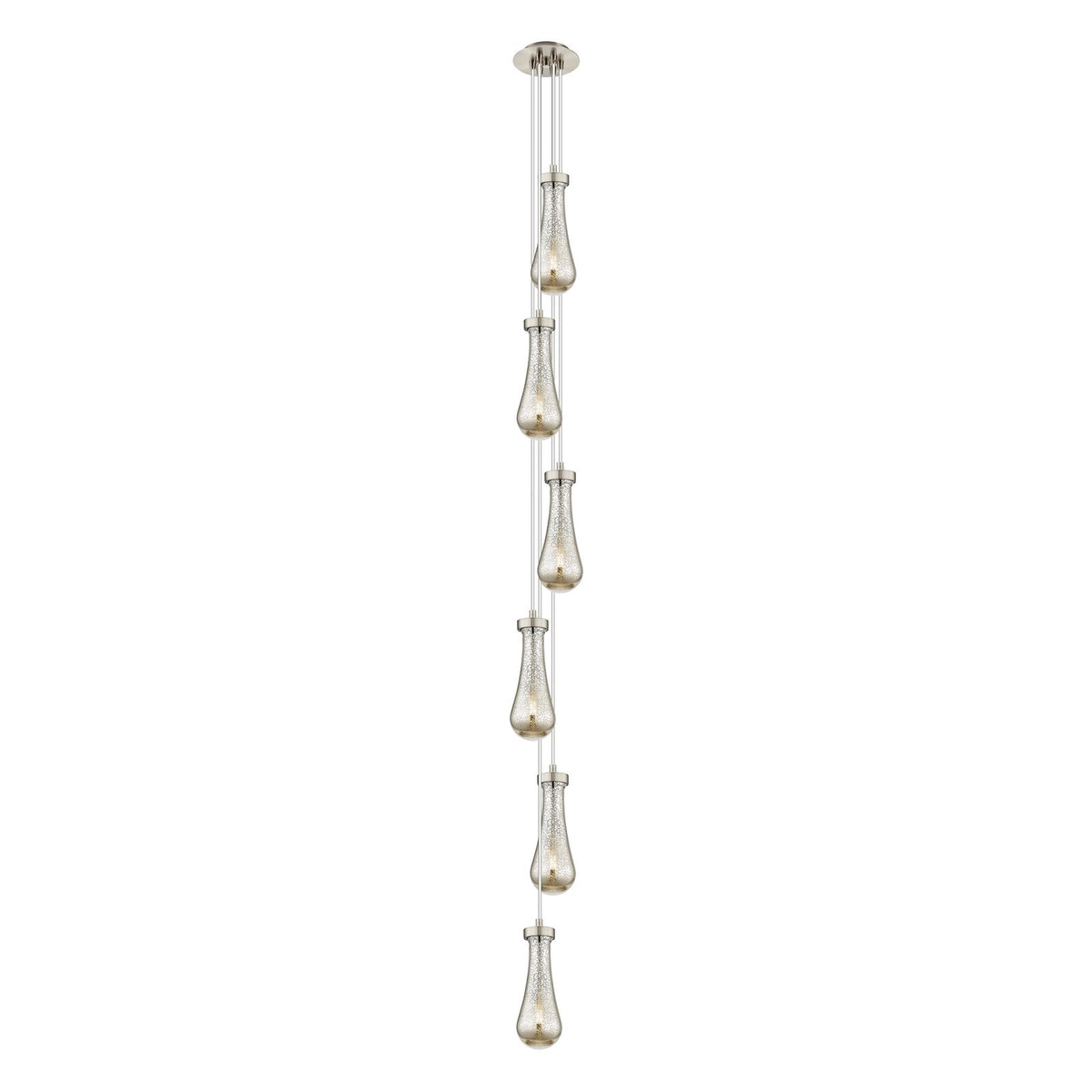 Innovations Owego 6-Light 7in Pendant | Art Deco Brushed Satin Nickel and Mercury Glass | Kitchen Island & Dining Room | Model 106-451-1P-SN-G451-4ME