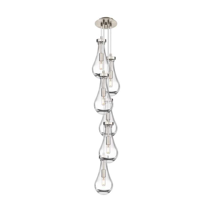 Innovations Owego 7in 3-Light Pendant | Art Deco Brushed Satin Nickel and Clear Glass | Kitchen Island & Dining Room | Model 106-451-1P-SN-G451-5CL