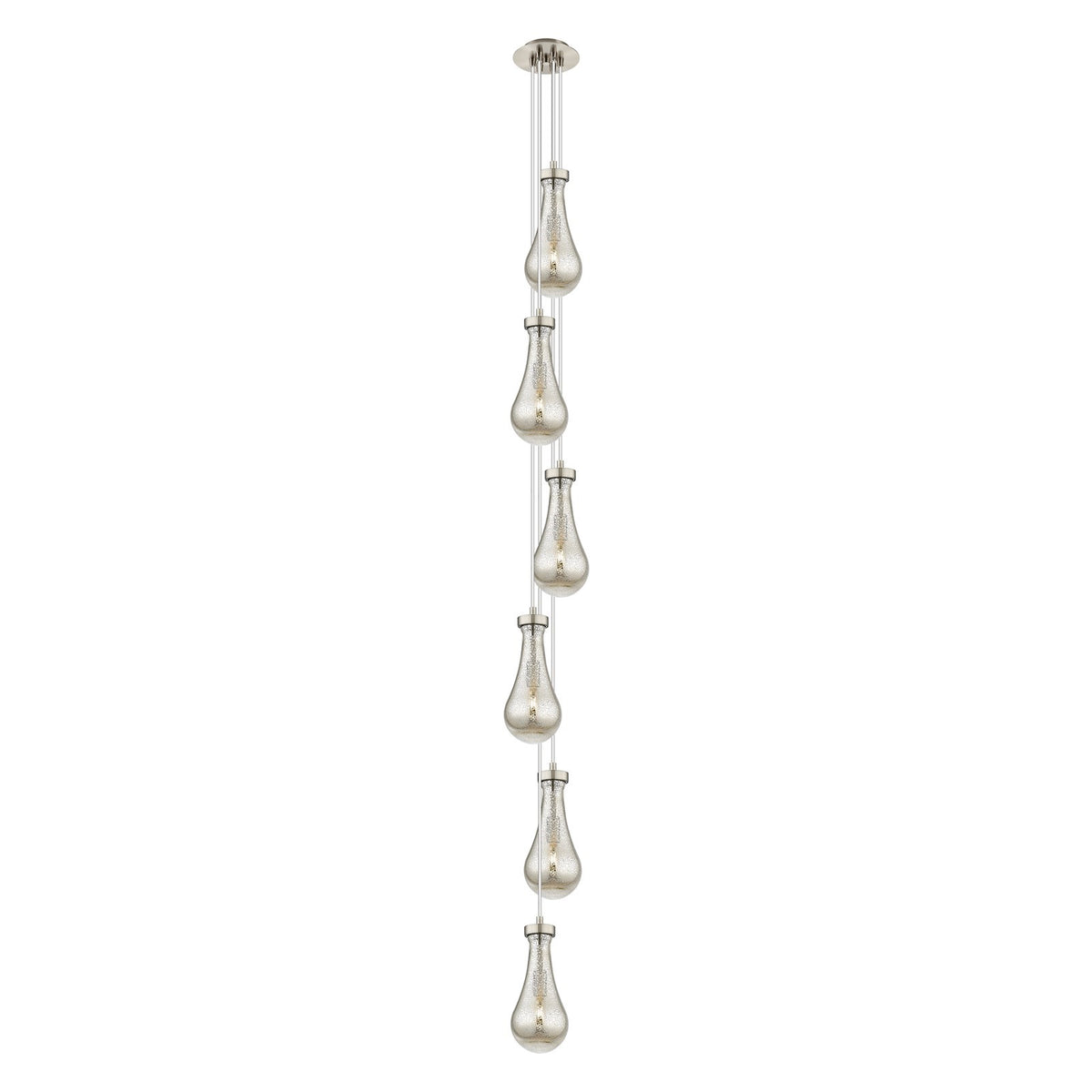 Innovations Owego 7in 6-Light Multi Pendant | Art Deco Brushed Satin Nickel and Mercury Glass | Kitchen Island | Model 106-451-1P-SN-G451-5ME