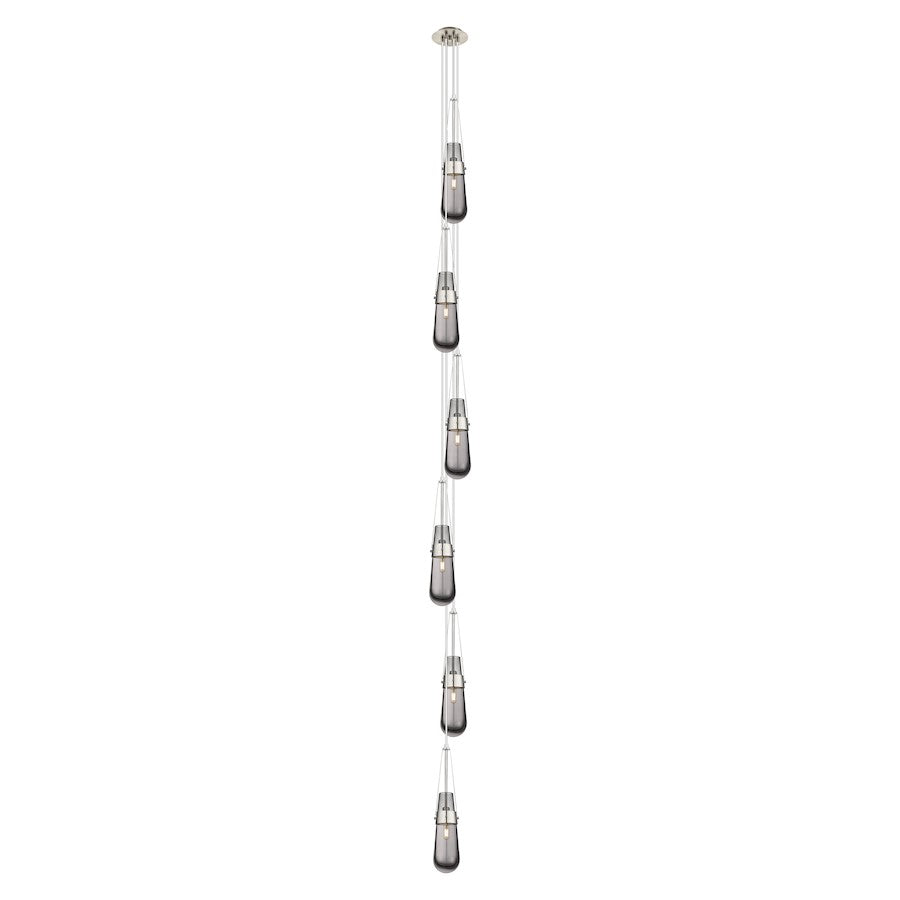 Innovations Owego 6in 6-Light Pendant | Art Deco Brushed Satin Nickel and Light Smoke Glass | Kitchen Island & Dining | Model 106-452-1P-SN-G452-4SM