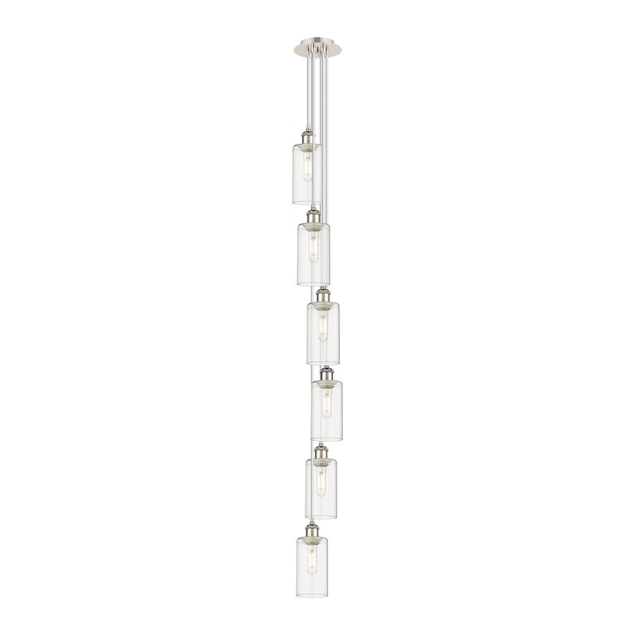Innovations Crown Point 6-Light Multi Pendant | Art Deco Polished Nickel and Clear Glass | Kitchen Island & Dining Room | Model 106B-6P-PN-G434-7CL