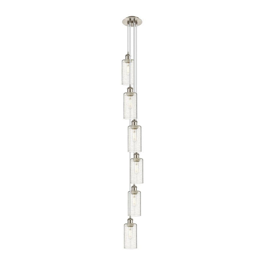 Innovations Crown Point 6-Light Multi Pendant | Art Deco Satin Nickel and Seedy Glass | Kitchen Island & Dining Room | Model 106B-6P-SN-G434-7SDY