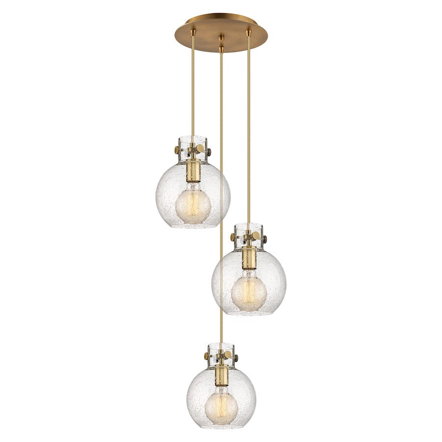 Innovations Newton Sphere 16in 3-Light Pendant | Industrial Brushed Brass and Seedy Glass | Kitchen Island & Dining | Model 113-410-1PS-BB-G410-8SDY